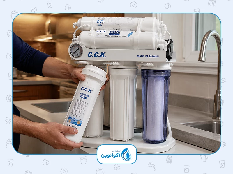 زمان تعویض فیلتر تصفیه آب خانگی سی سی کا (CCK Water purifier)