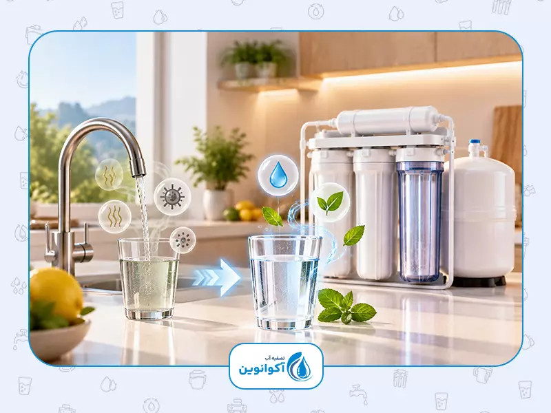 مزایای دستگاه تصفیه آب خانگی: 2. بهبود طعم و بوی آب آشامیدنی