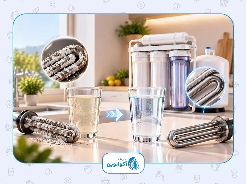 مزایای دستگاه تصفیه آب خانگی: 3. کاهش سختی آب و رسوبات